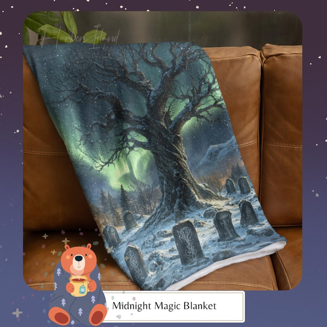 FUNSTUFFPRINT Dark Academia Blanket, Celtic Tree of Life Throw, Viking Blanket, Dungeon Master Gift, Gift for Book Lover, Fantasy Decor