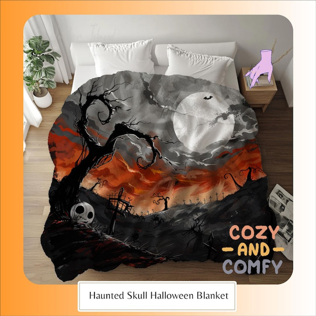 FUNSTUFFPRINT Halloween Blanket, Skull Blanket, Gothic Style, Spooky Throw Blanket, Haunted Graveyard, Fall Home Decor, Pet Blanket