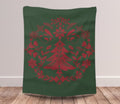 FUNSTUFFPRINT Scandinavian Christmas Blanket| Norwegian Folk Art Throw Blanket |Norwegian Christmas Tree Blanket| Swedish Folk Art Gift |Nordic Home Decor