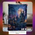FUNSTUFFPRINT Halloween Blanket, Plush Fall Spooky Throw, Cute Goth Halloween Decor, Halloween Lover Gift, Halloween Home Decor