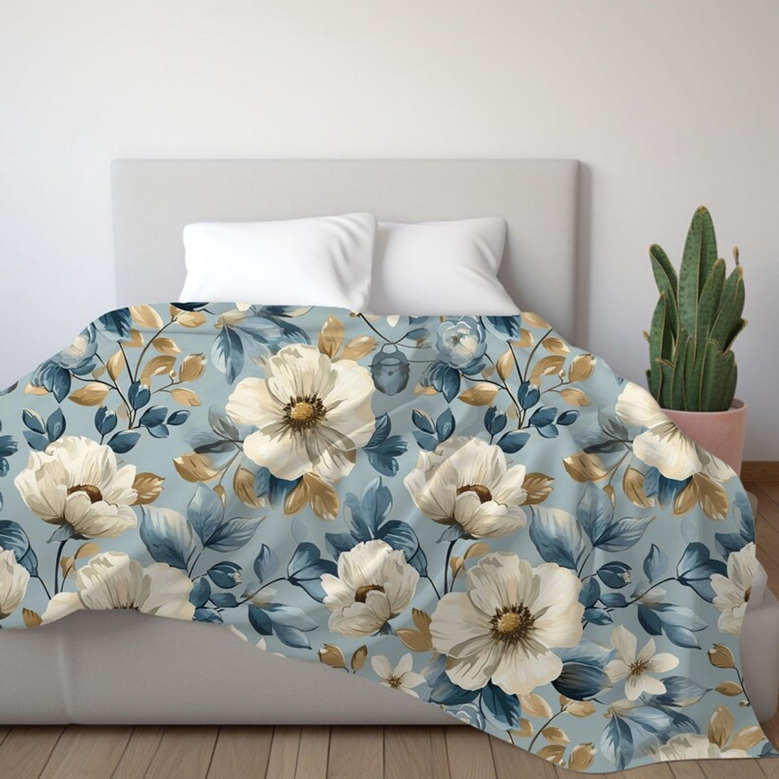 FUNSTUFFPRINT dogwood flowers throw blanket for couch, cozy home decor for apartment, christmas gift for sister, snuggle blanket, cottagecore decor