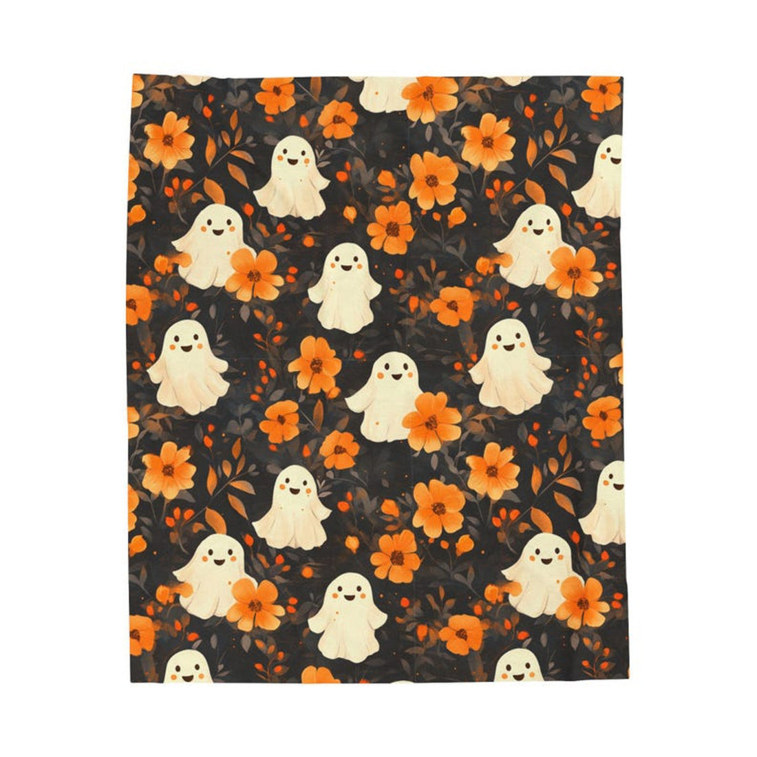 FUNSTUFFPRINT Floral Velveteen Plush Blanket, Cute Halloween Throw Blanket, Fall Home Decor, Cozy Cottagecore Autumn Blanket