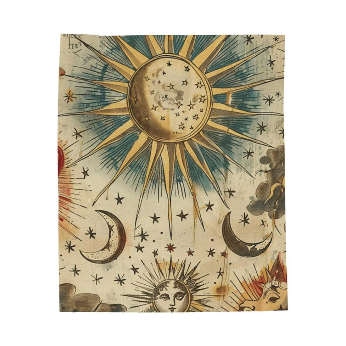 FUNSTUFFPRINT Celestial Mystical Plush Blanket, Cute Moon Phases Throw Blanket, Fall Home Decor, Cozy Dark Academia Sherpa Fleece Blanket