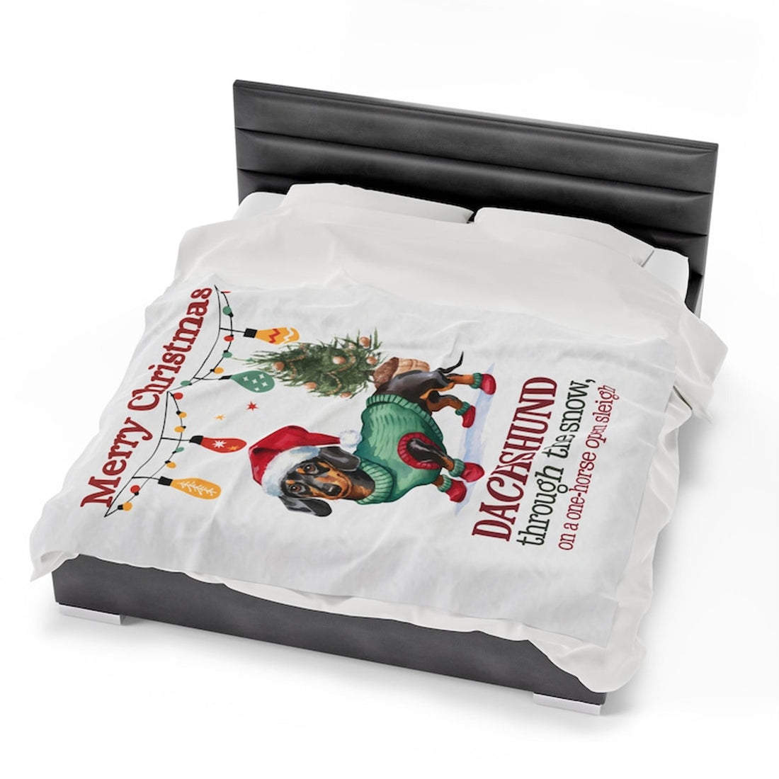 FUNSTUFFPRINT Christmas Dachshund Velveteen Plush Blanket, Item #4120 , Velveteen Blanket, Plush Warm Blanket, Luxurious Blanket