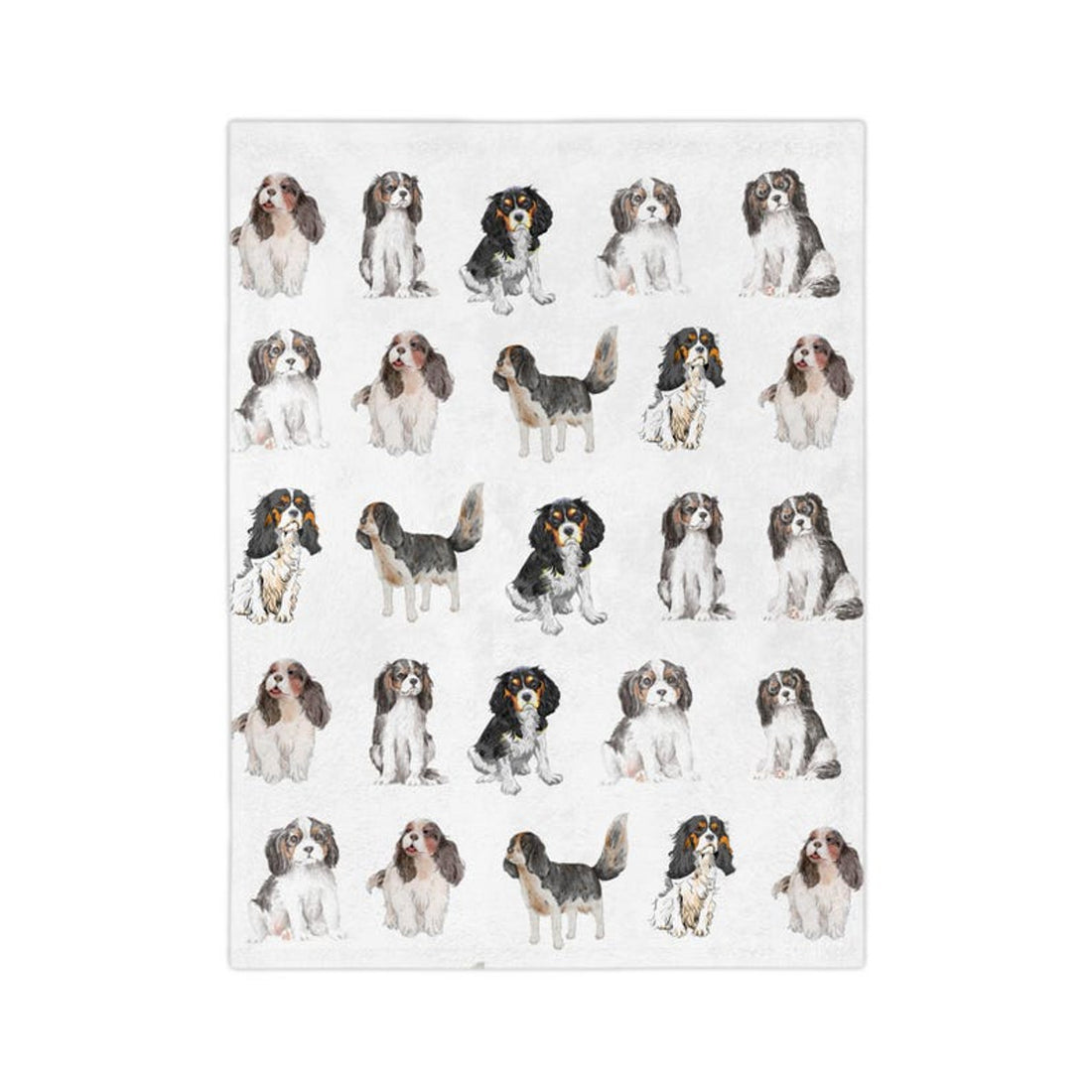 FUNSTUFFPRINT Velveteen Microfiber Blanket, Cavalier King Charles Spaniel Pet Lover Blanket, Item #4133, Cozy Throw, Fleece Dog Blanket