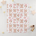 FUNSTUFFPRINT fleece baby blanket teddy bears, nursery decor for baby girls, cute christmas gift for new moms, baby shower gift, swaddle blanket