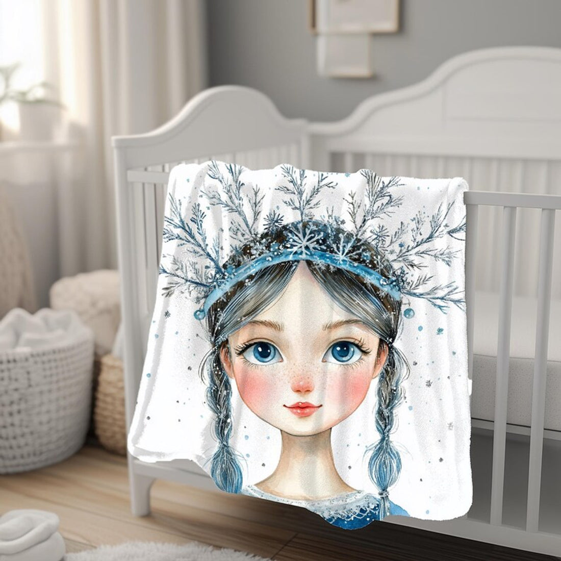 FUNSTUFFPRINT Snow Princess Baby Blanket, Christmas Blanket, Baby Girl Blanket, New Mom Gift , Sherpa Blanket, Velveteen Blanket, Christmas Baby Blanket