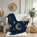 FUNSTUFFPRINT Celestial Throw Blanket For Bed, Witchy Christmas Gifts For College Girls, Yule Gifts, Crescent Moon Bedroom Decor, Whimsigoth Blanket For
