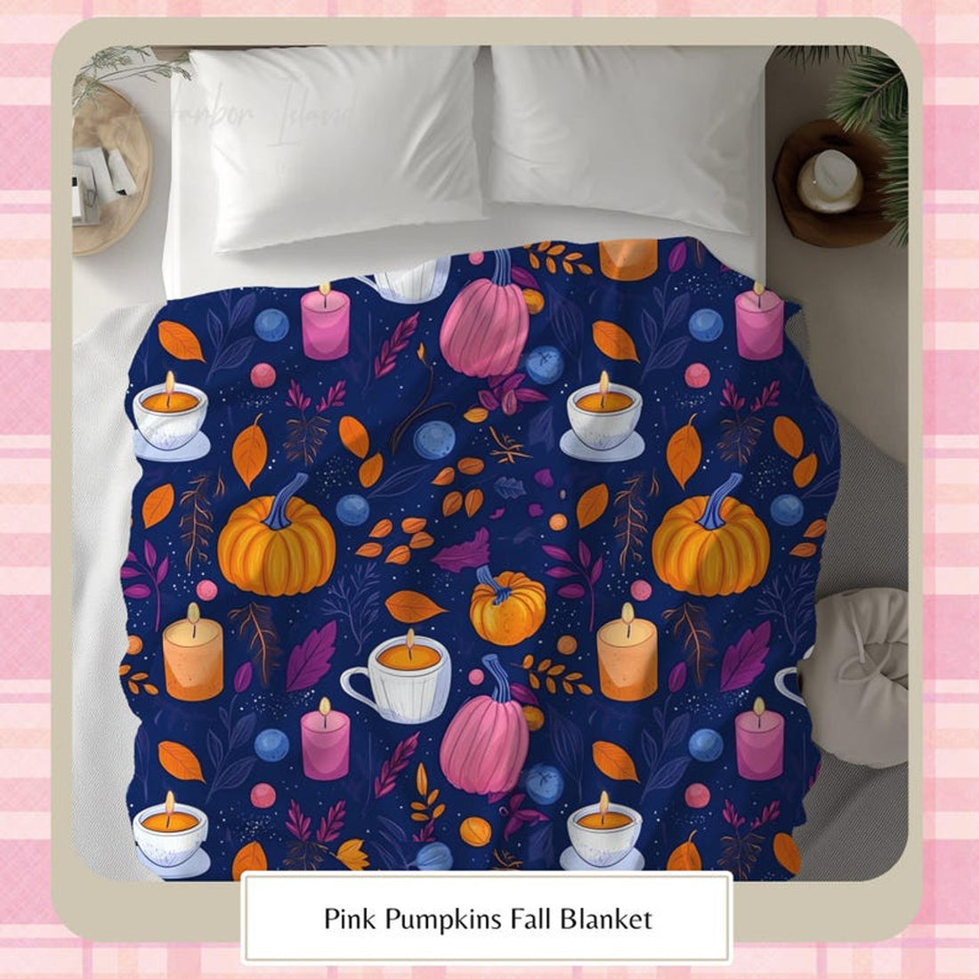 FUNSTUFFPRINT Fall Pumpkin Blanket, Cozy Halloween Throw, Cute Pink Pumpkin Autumn Decor, Spooky Couch Throw, Soft Blanket for Kids