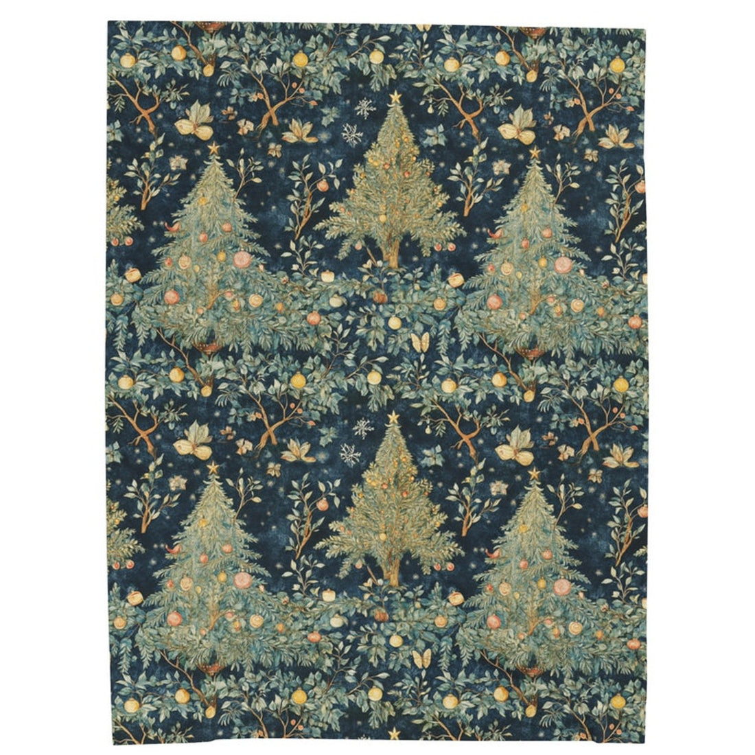 FUNSTUFFPRINT Cozy Christmas Tree Floral Blanket, Soft Velveteen Plush Throw, Winter Holiday Aesthetic Plush Blanket, Comfy Christmas Gift for Mom