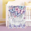 FUNSTUFFPRINT Custom  Butterfly Nursery Blanket Custom Baby Name Blanket Kids Custom Name Blanket Butterfly Baby Shower Gift For Girls Throw