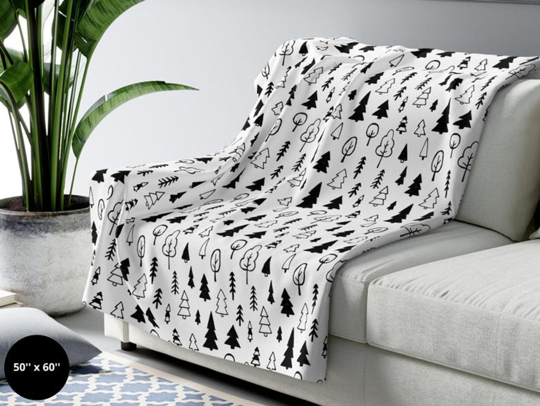 FUNSTUFFPRINT Christmas Blanket| Woodland Forest Tree Blanket| Forest Decor| Cozy Fleece Winter Blanket |Decorative Sofa Armchair Blanket |Camping Blanket