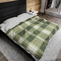 FUNSTUFFPRINT Sage Green Plaid Cozy Blanket, Christmas Gift, Soft Festive Winter Aesthetic Throw, Velveteen Plush Blanket