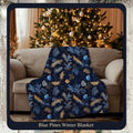 FUNSTUFFPRINT Merry & Bright Blanket, Christmas Cozy Decor for Winter Nights, Snuggle Up with Our Blue Christmas Plush Blanket