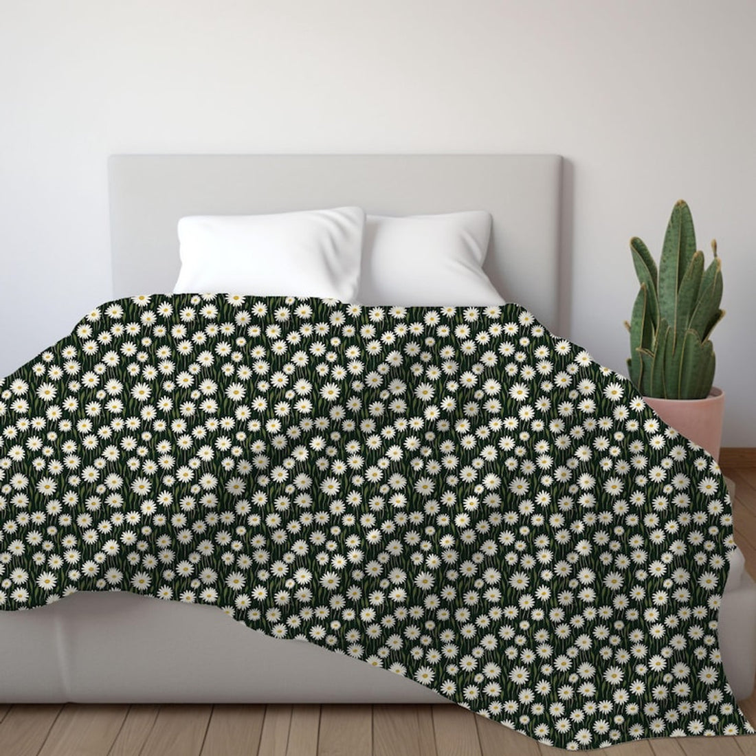 FUNSTUFFPRINT white daisies throw blanket, cozy christmas gift for girlfriend, home decor for living room, snuggle blanket, housewarming gift for couple