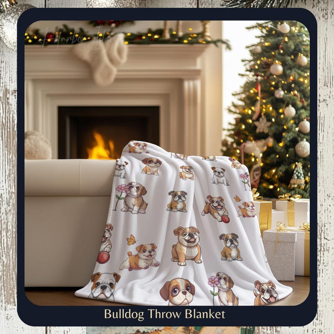 FUNSTUFFPRINT Adorable Bulldog Puppy Blanket, Cozy Pet Lovers Throw Blanket, Cute Animal Companions, Perfect Gift for Pet Owners
