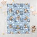 FUNSTUFFPRINT blue baby blanket teddy bear nursery decor, cute christmas gift for new moms, baby shower gifts for baby boy, newborn photo props, crib