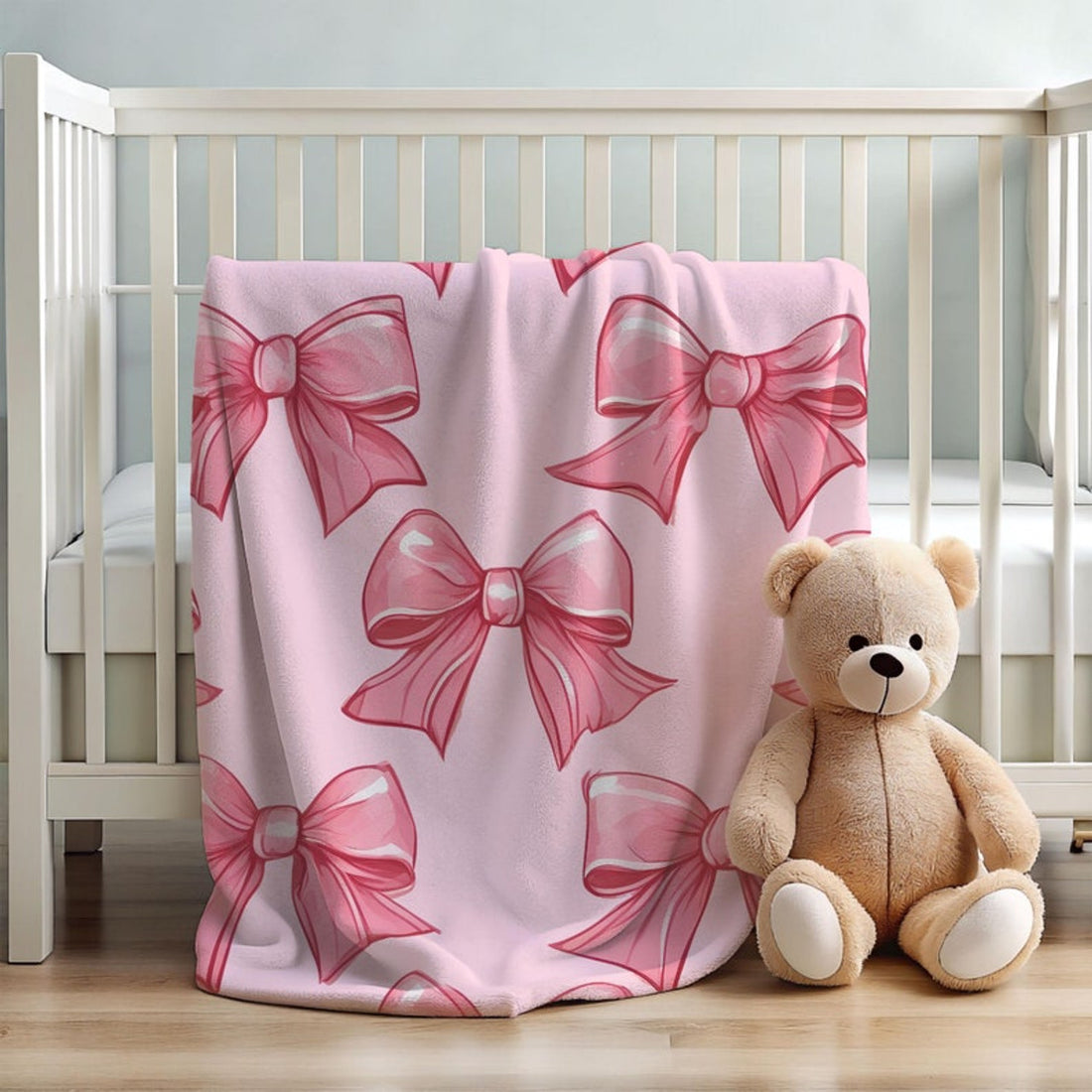 FUNSTUFFPRINT pink coquette baby blanket for newborn, nursery decor for baby girl, cute christmas gift for new mom, baby shower gift for girl, soft baby
