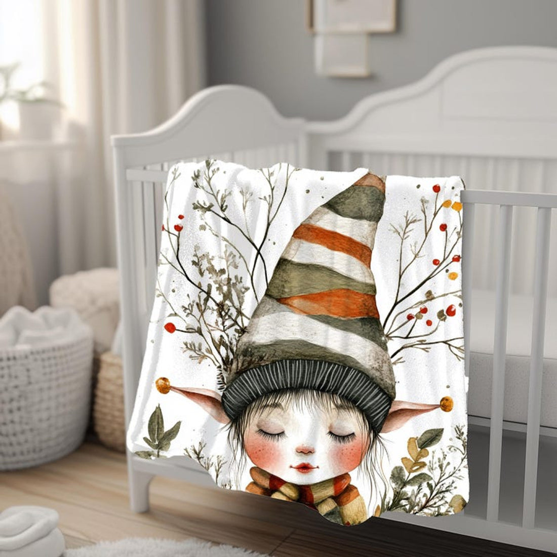 FUNSTUFFPRINT Christmas Elf Baby Blanket, Newborn Christmas Swaddle, Baby Boy Blanket, New Mom Gift , Sherpa Blanket, Velveteen Blanket, Christmas Blanket