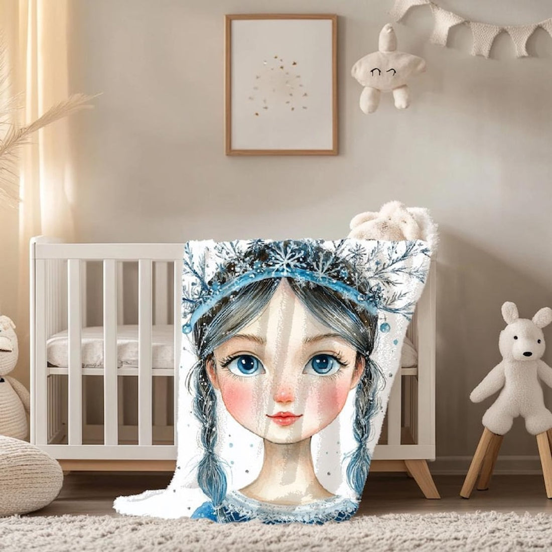 FUNSTUFFPRINT Snow Princess Baby Blanket, Christmas Blanket, Baby Girl Blanket, New Mom Gift , Sherpa Blanket, Velveteen Blanket, Christmas Baby Blanket