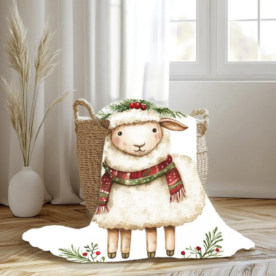 FUNSTUFFPRINT Sheep Baby Christmas Blanket, Baby Girl Blanket, Christmas Gift, Baby Swaddle, Sheep Christmas Blanket, Sherpa Blanket, Velveteen Blanket