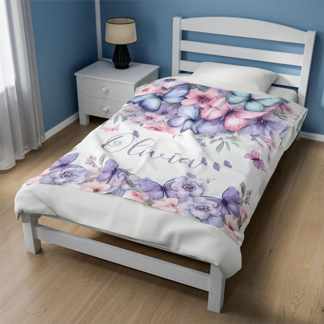 FUNSTUFFPRINT Custom  Butterfly Nursery Blanket Custom Baby Name Blanket Kids Custom Name Blanket Butterfly Baby Shower Gift For Girls Throw