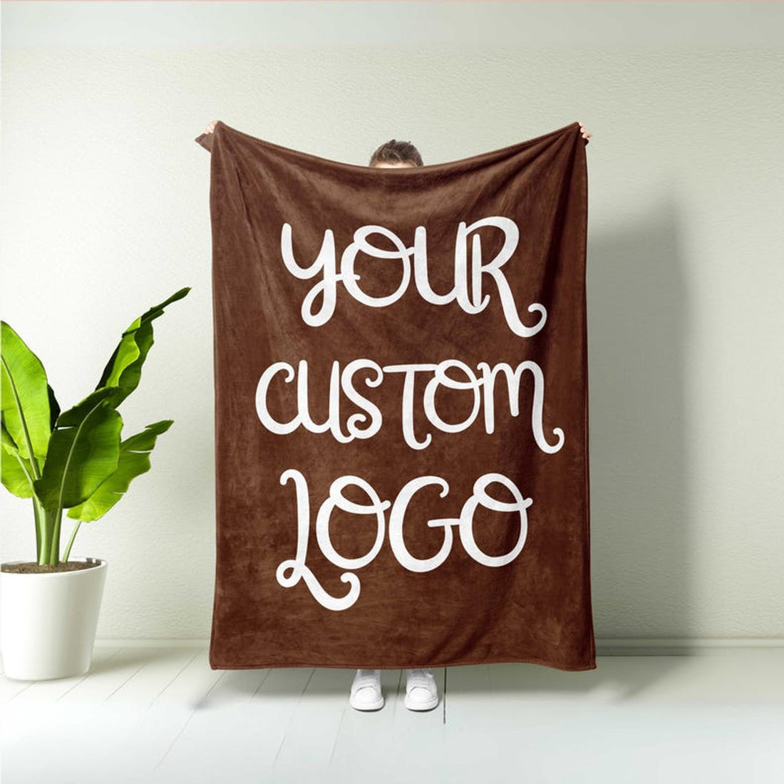 FUNSTUFFPRINT Personalized Logo Blanket, Christmas Gift for Coworker, Christmas Bedding, Home Decor, Bedding Decor, Company Logo Gift, Winter Season Gift