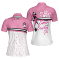 I'm A Classy Sassy Bowling Girl Bowling Short Sleeve Women Polo Shirt, Pink Bowling Ball And Pin Pattern Shirt For Ladies