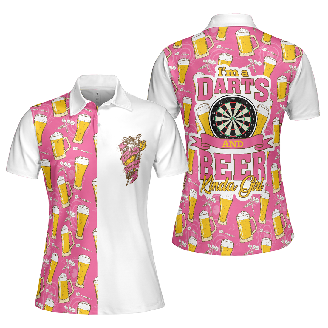 I'm A Darts And Beer Kinda Girl Short Sleeve Women Polo Shirt, Funny Ladies' Darts Shirt, Darts Gift For Women