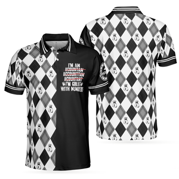 I'm An Accountant I'm Great With Numbers Polo Shirt, Argyle Pattern Accountant Shirt For Men