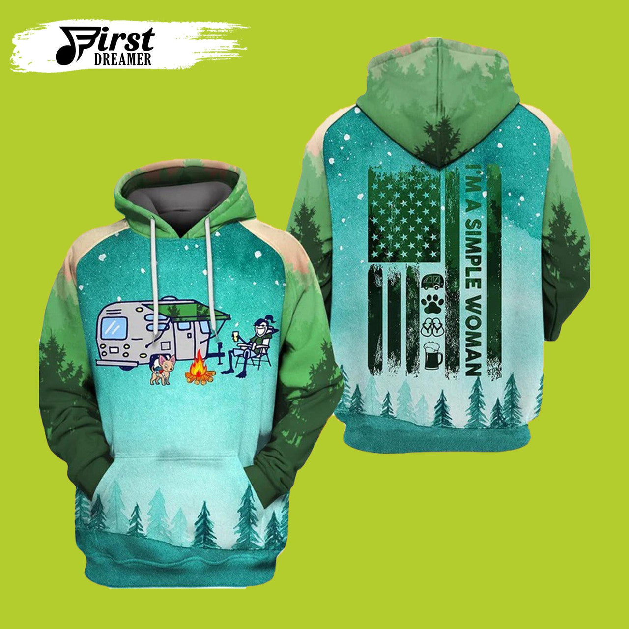 FUNSTUFFPRINT I’m A Simple Woman Beer Camping 3D Hoodie and Zip Hoodie