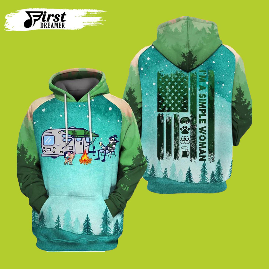 FUNSTUFFPRINT I’m A Simple Woman Beer Camping 3D Hoodie and Zip Hoodie