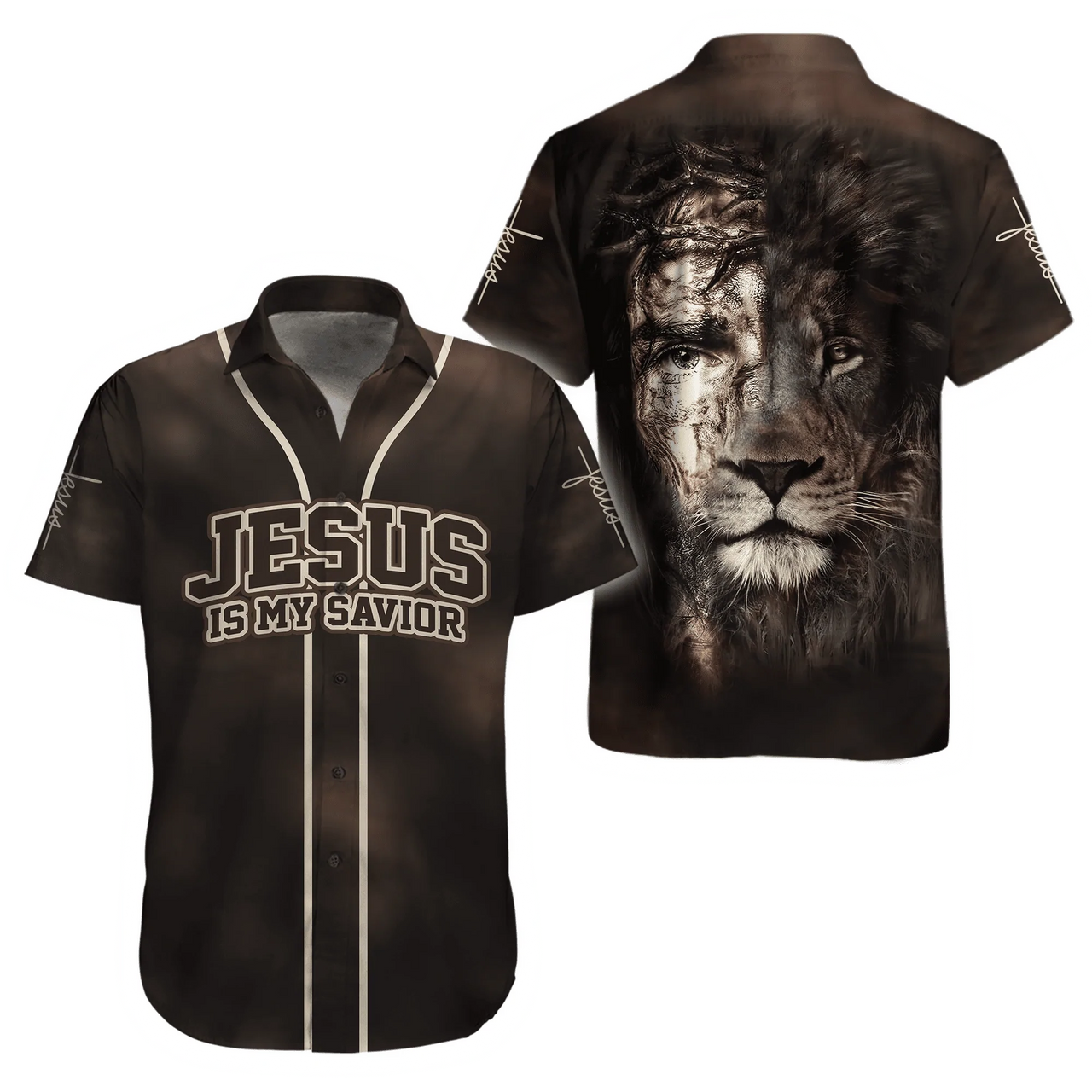 Jesus Lion Face Printed 3D Hawaiian Shirt for Men and Women