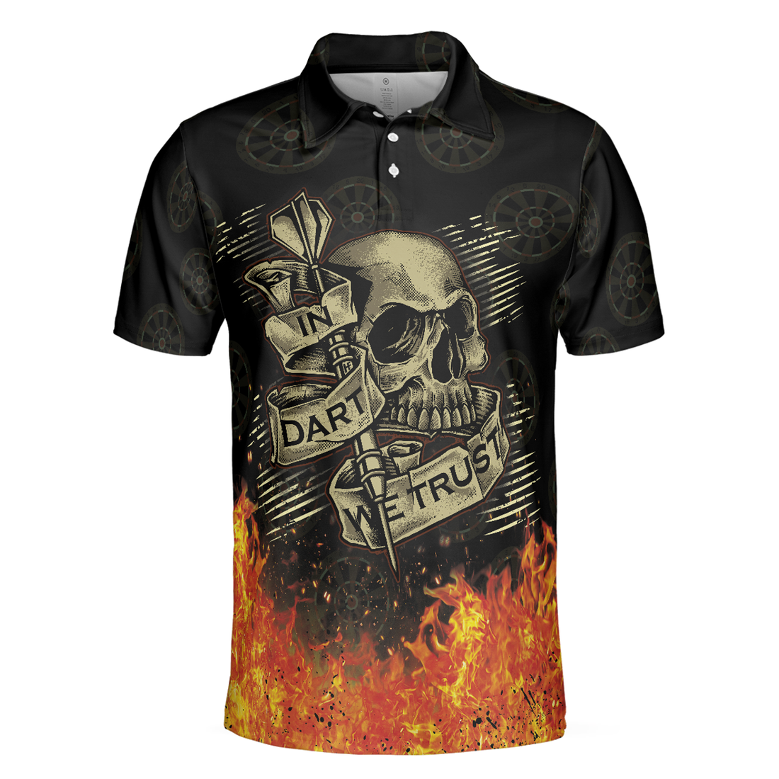 In Dart We Trust Short Sleeve Polo Shirt, Fire Play Hard Skull Polo Shirt, Cool Dart Shirt For Men