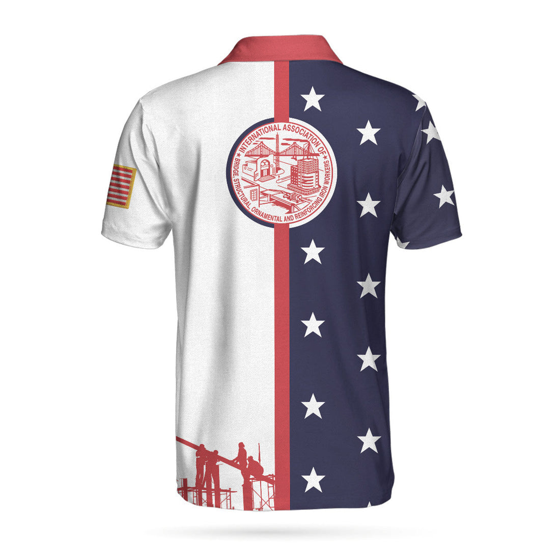 Custom Ironworker USA Flag Custom Polo Shirt, Patriotic Personalized American Flag Polo Shirt, Patriotic Ironworker Shirt