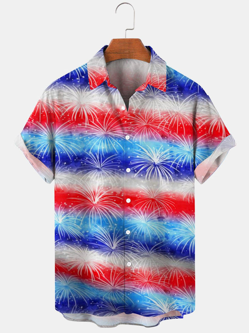 Happy Independence Day Gradient Men's hawaiian Shirt, 4th of july hawaiian shirt