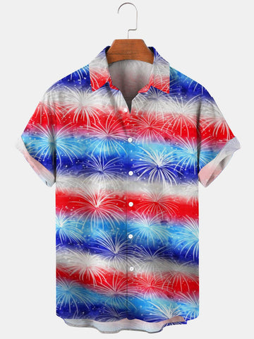 Happy Independence Day Gradient Men's hawaiian Shirt, 4th of july hawaiian shirt