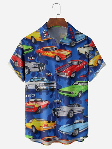 Vintage Sports Car Chest Men's hawaiian Shirts
