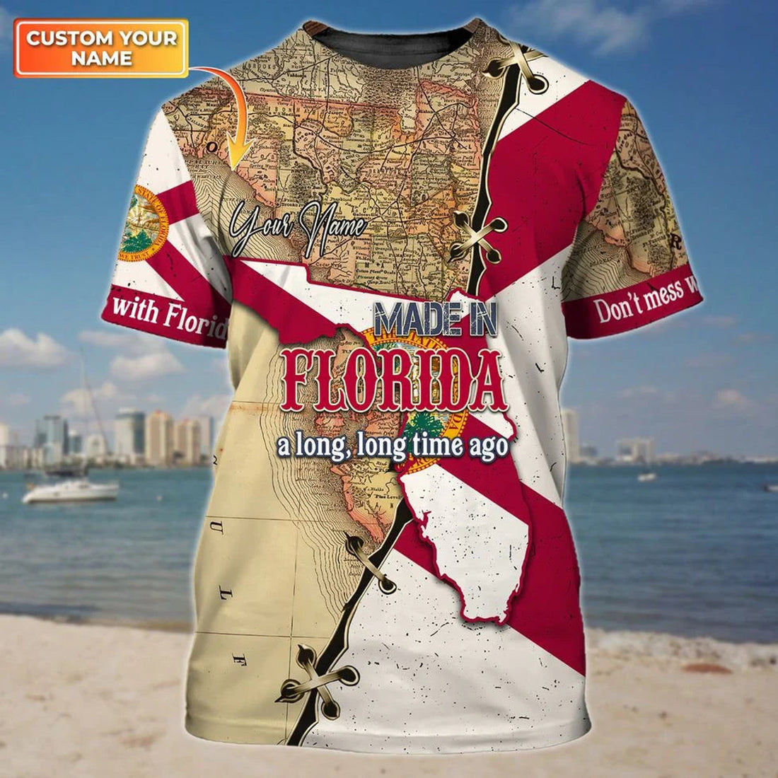 Customized 3D All Over Printed Florida T-Shirt, Florida Map Shirts, Florida Shirt