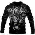 FUNSTUFFPRINT Jaguar Back And White 3D Hoodie and Zip Hoodie