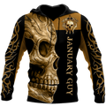 FUNSTUFFPRINT January Guy Skull 3D Hoodie and Zip Hoodie