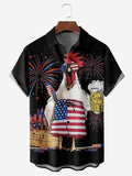 American Flag Turkey Beer Men's Beach hawaiian Shirt, 4th of july hawaiian shirt