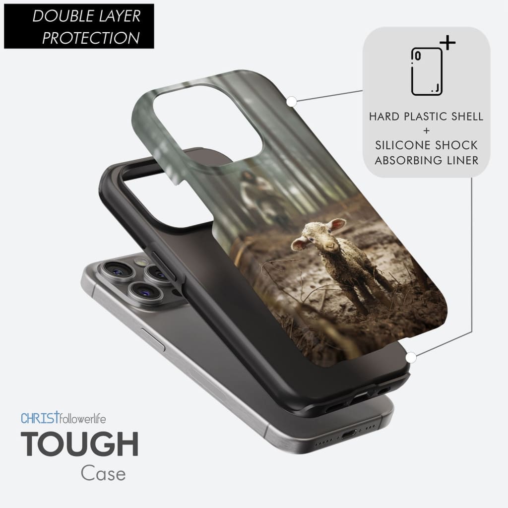 Jesus With The Sheep, Jesus Running After Lamb, Phone Case