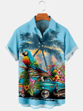 Hawaiian Coconut Palm Parrot Car Men's Shirts