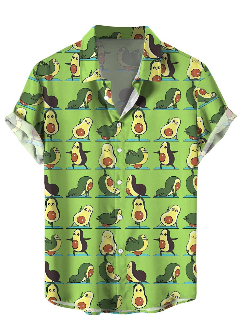 Men's Hawaiian Shirts Avocados Yoga Print Short Sleeve Shirt