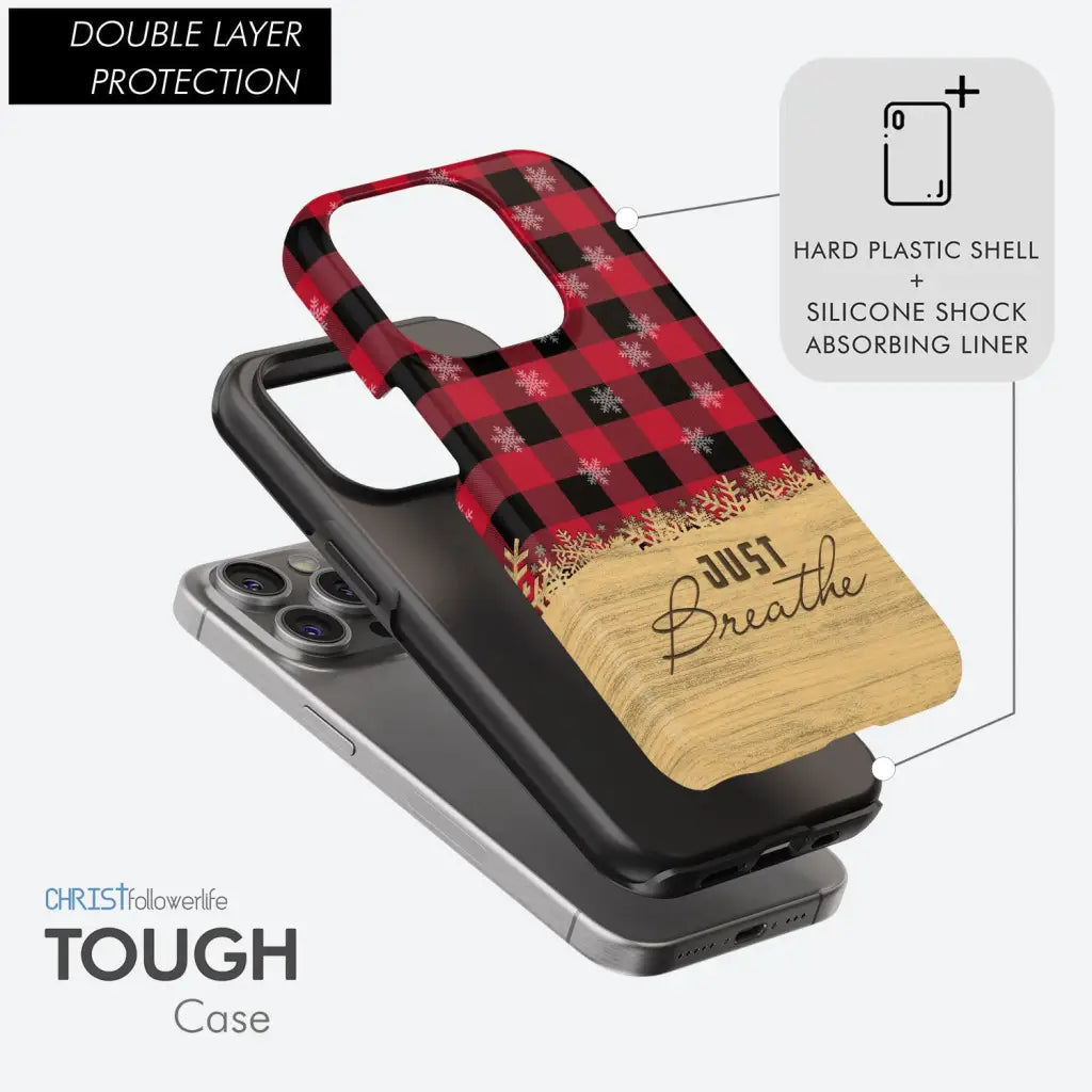 Just Breathe Red Black Buffalo phone case