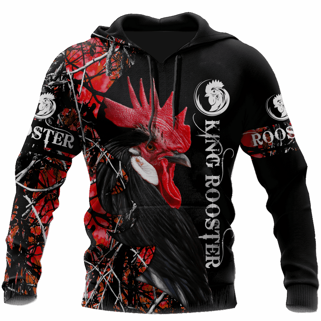 FUNSTUFFPRINT King Rooster Unisex 3D Hoodie and Zip Hoodie
