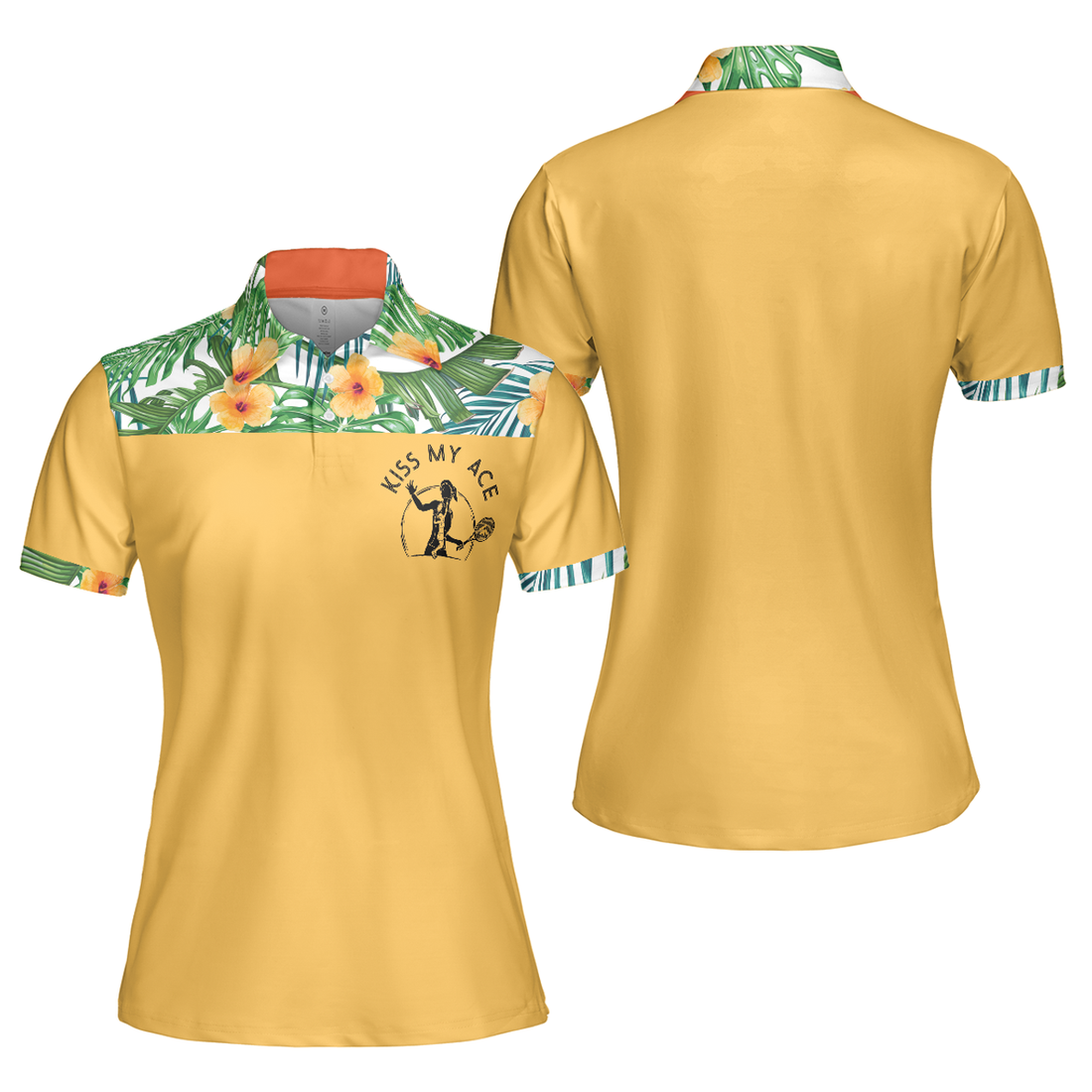 Kiss My Ace Floral Tennis Shirt For Women Short Sleeve Women Polo Shirt