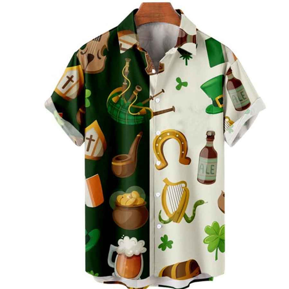St Patrick's Day Hawaiian Shirt for men, Shamrock Shirt, Irish hawaiian Shirt