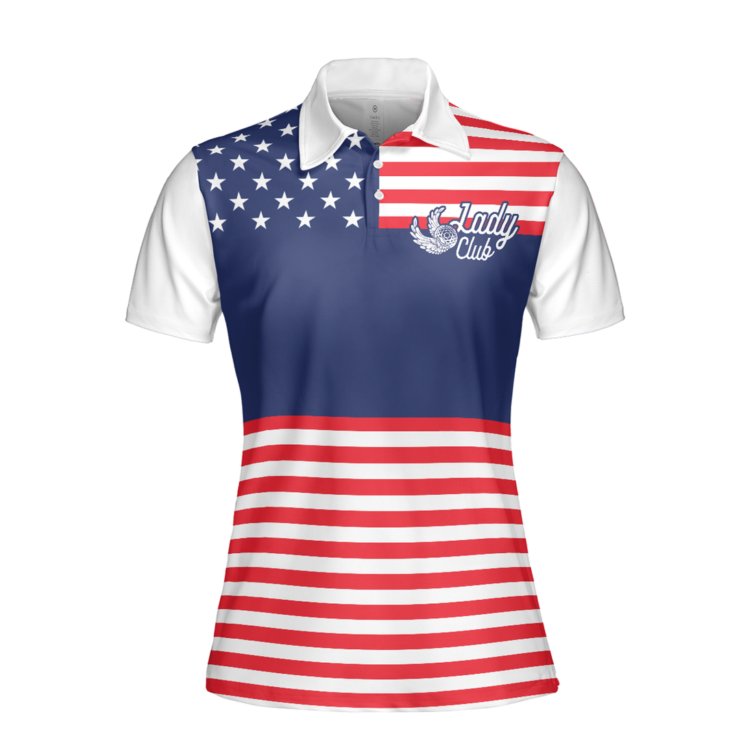Lady Squad America Flag Golf Shirt, Short Sleeve Women Polo Shirt